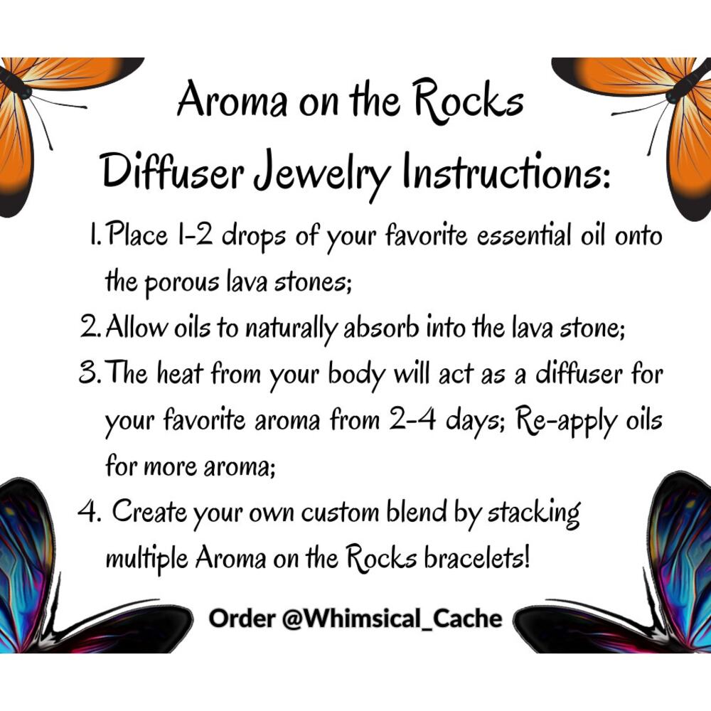 INFO LISTING Aromatherapy Diffuser Jewelry Artisan Made Bracelets Rings Earrings